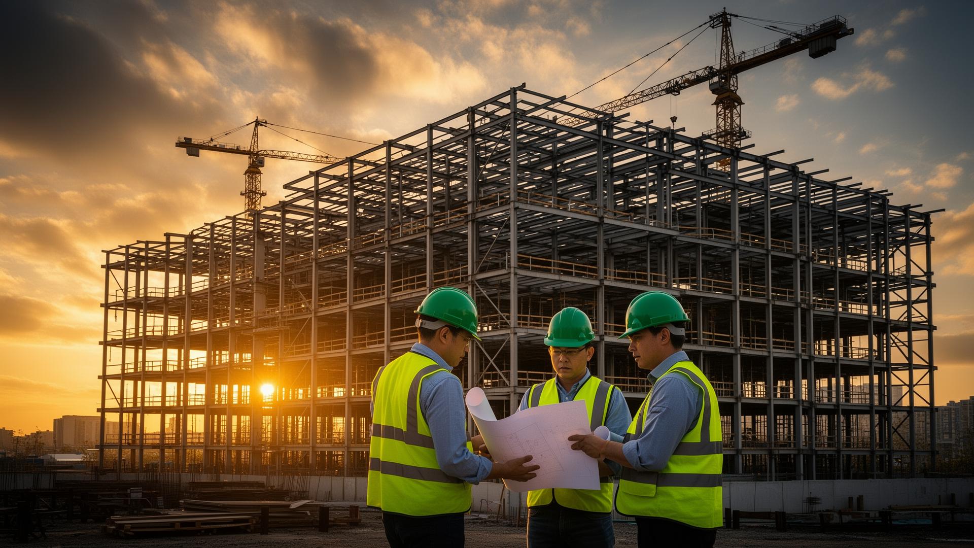 RMC Construction site at sunset